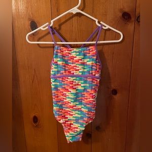 rainbow print girls swimsuit